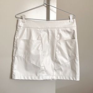 GLASSONS Faux Leather White Skirt